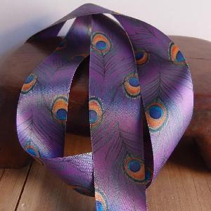 1 1/2" Purple Peacock Feather Ribbon - 1.5" x 10.9 yards