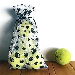 Large Paw Print Drawstring Organza Bags   - 6 pc/pk