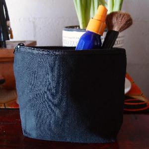 Black Recycled Canvas Zipper Bag 10x7 - 10"W x 7" H x 3" bottom