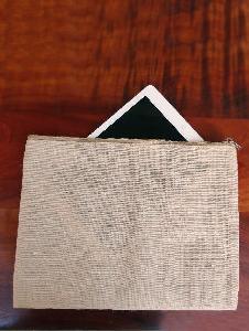 Jute Flat Document Zipper Pouch  - 13"W x 9.5"