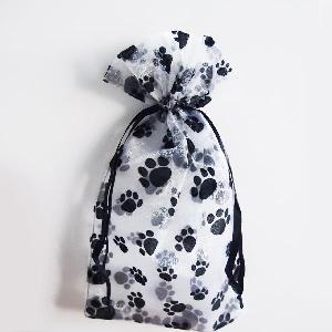 Paw Print Organza Bags 6x10 - 12 pc/ pack. 1 pack minimum.