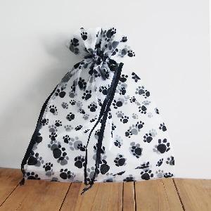 Paw Print on Sheer Organza Bags 10x12 - 10" x 12"