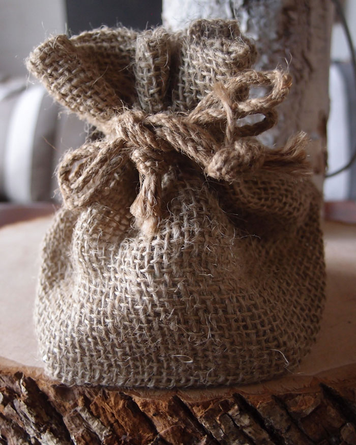 Natural Burlap Bag with Round Bottom - 7.5" x 6" x 4" 