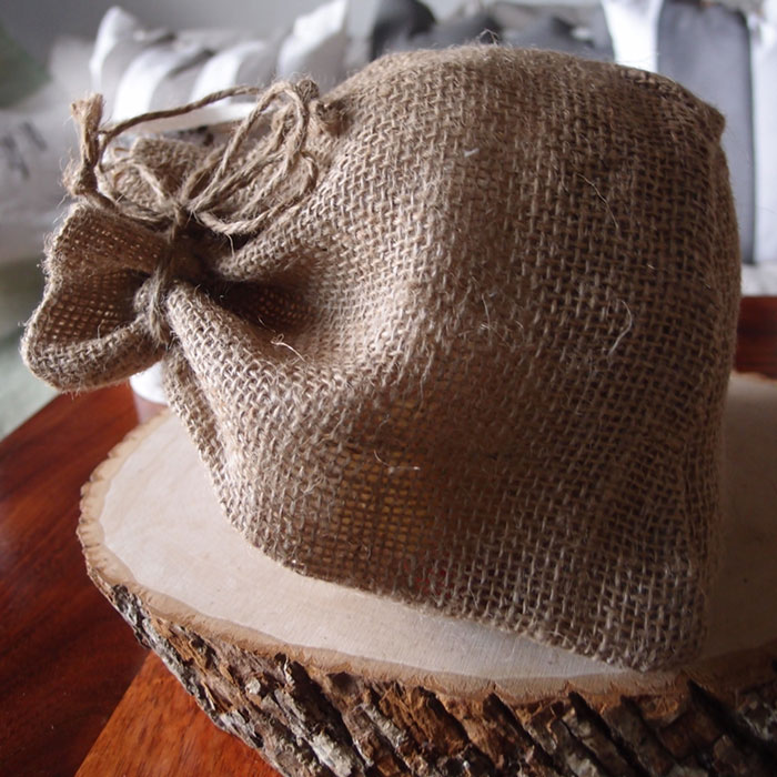 Natural Burlap Bag with Round Bottom - 11" x 9" x 6"