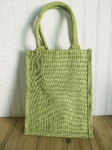 Moss Green Jute Shopping Tote - 9" W x 11" H x 4" D