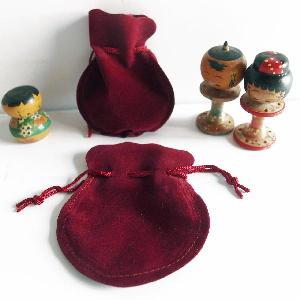 Burgundy Velvet 3" Round Bags - 12pcs/pack