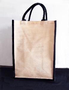 Natural Jute Blend Tall Tote with Black Trim  - 13" x 18" x 8"