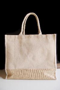 Jute Blend Tote with White Trim 15 x13