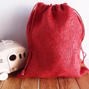 Red Burlap Drawstring Bag 12x14 - 12" x 14" 