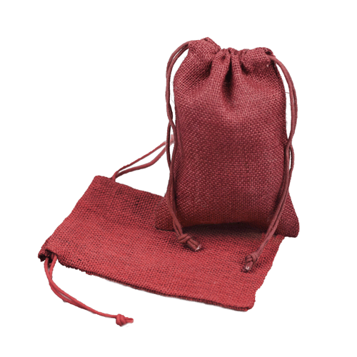 Burgundy Burlap Jute Bag - 3" x 5"