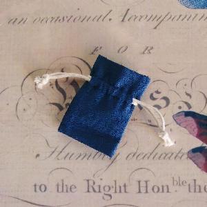 Blue Cotton Bag with Ivory Drawstring 2x3 - 2" x 3"