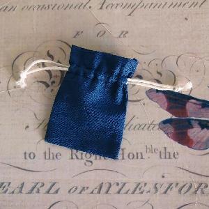Blue Cotton Bag with Ivory Drawstring 3x4 - 3" x 4"