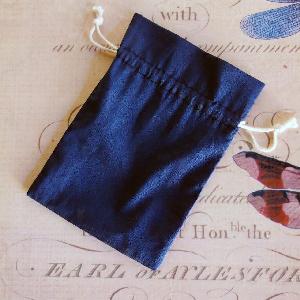 Blue Cotton Bag with Ivory Drawstring 5x7 - 5" x 7"