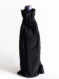 Black Cotton Wine Bag 6x14 - 6" x 14" 