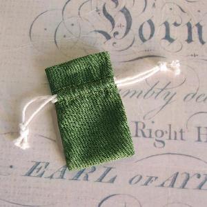 Green Cotton Bag with Ivory Drawstring 2x3 - 2" x 3"