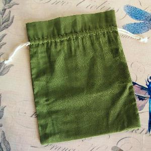 Green Cotton Bag with Ivory Drawstring 8x10 - 8" x 10"