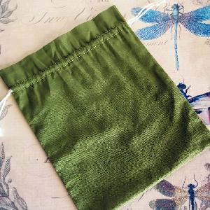 Green Cotton Bag with Ivory Drawstring 10x12 - 10" x 12"