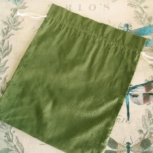 Green Cotton Bag with Ivory Drawstring 12x14 - 12" x 14"