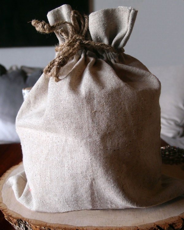 Linen Bag with Jute Cord - 10" x 12"