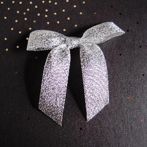 Pre-Tied Metallic Silver Bows 7/8" - 7/8"