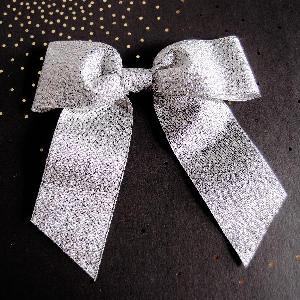 Pre-Tied Metallic Silver Bows 1.5" - 1.5"