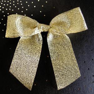 Pre-Tied Metallic Gold Bows 1.5" - 1.5"