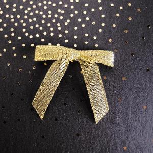 Pre-Tied Metallic Gold Bows 3/8" - 3/8"