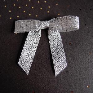 Pre-Tied Metallic Silver Bows 5/8" - 5/8"