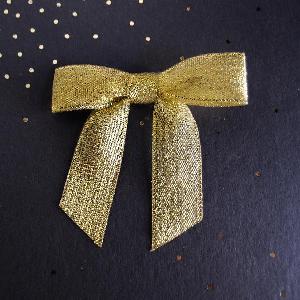 Pre-Tied Metallic Gold Bows 5/8" - 5/8"