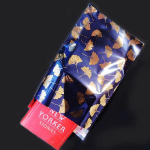 Gold Gingko on Blue 9 " x 15" Adhesive Merchandise Bag - 9 " x 15"