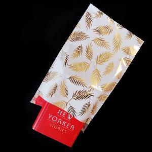 Gold Leaf on White 9 ¾" x 15" Adhesive Merchandise Bag - 9 ¾" x 15"