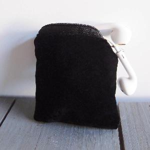 Black Velvet Zippered Bag with Black Zipper 2.5" x 2.5" - 2.5" x 2.5"