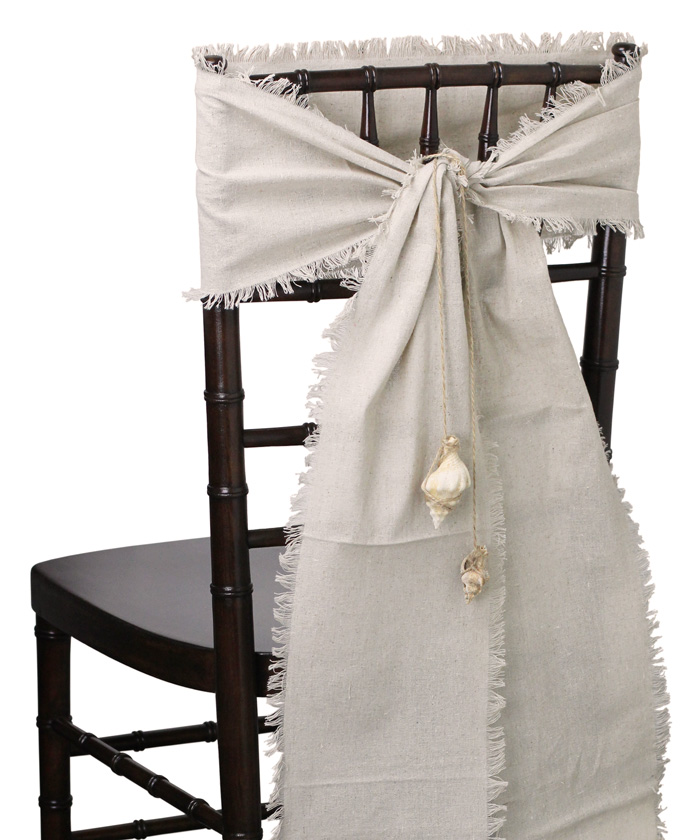 Linen Chair Sash with Fringed Edge