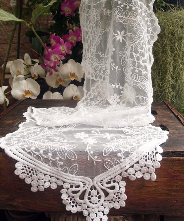 White Lace Table Runner - 12" x 74"