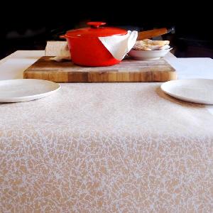 White & Beige Textured Waterproof Table Runner Roll -   - 20 x 10 yards