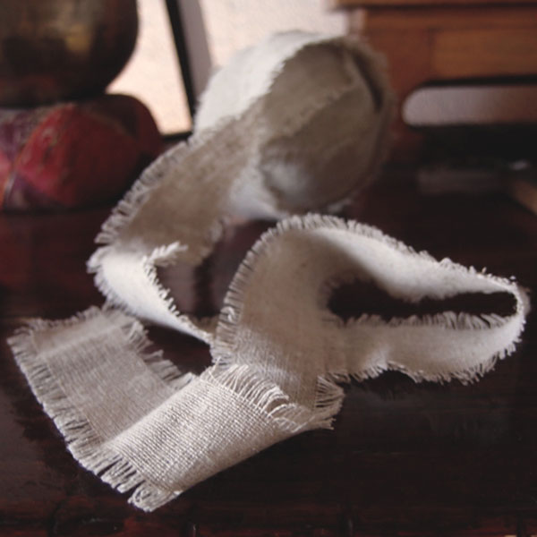 Linen Ribbon with Fringed Edge