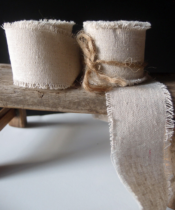 Linen Ribbon with Fringed Edge