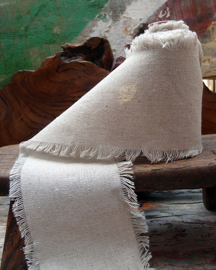 Linen Ribbon with Fringed Edge