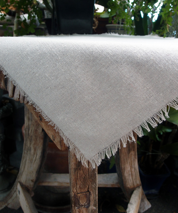 Linen Sheet with Fringed Edge