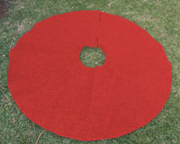 Red Burlap Christmas Tree Skirt - 60" Diameter