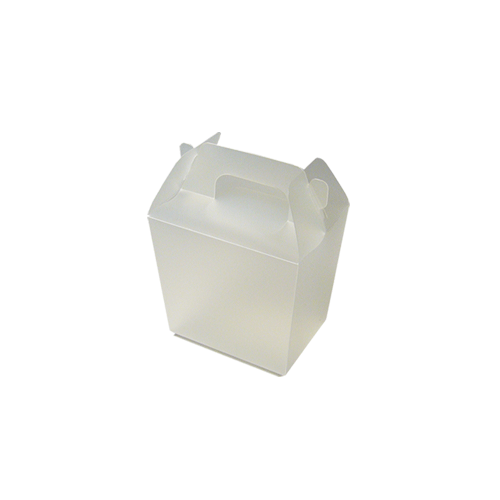 White Frosted PP Mini Favor Box with Gabled Handle - 144 pc/case