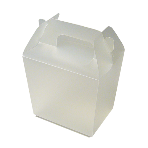 White Frosted PP Box with Gabled Handle - 144 pc/ case