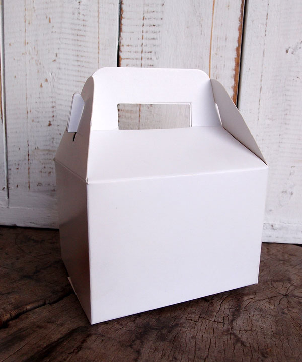 White Kraft Paper Gable Favor Boxes