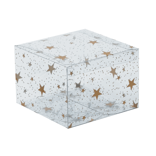 Clear Rectangle Box with Gold Stars