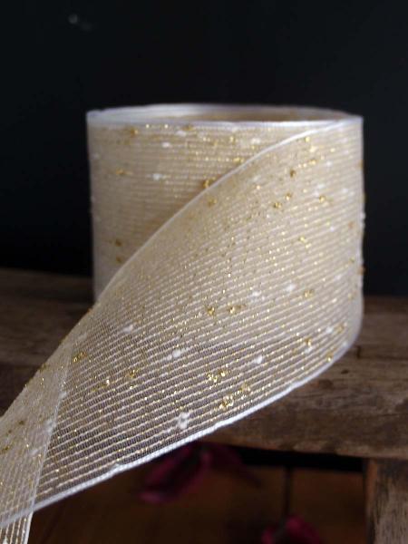 Gold Tufted Cotton Mesh Ribbon  - 2.5" x 10Y