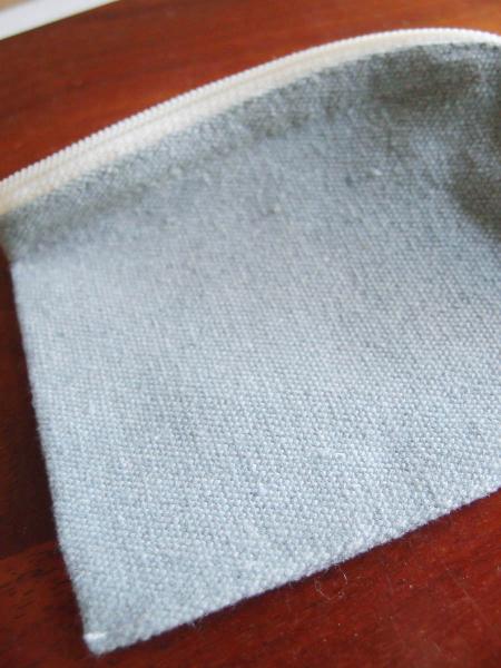 Recycled Canvas Curved Zippered Pouch  - 5.5"W x 3.75"