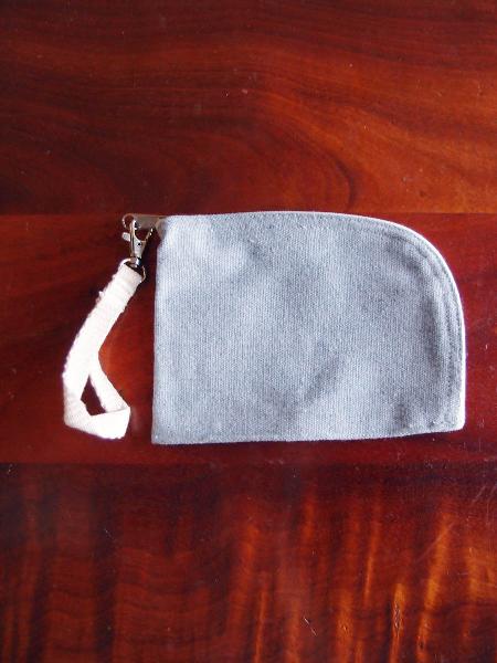 Recycled Canvas Curved Zippered Pouch w/ Loopie - 7"W x 5"