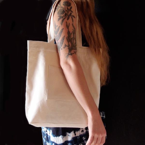Natural Washed Canvas Tote Bag - 14" x 14" x 5"