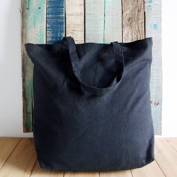 Black Cotton Canvas Tote Bag 18x15 - 18" x  15" x  5 3/4" 