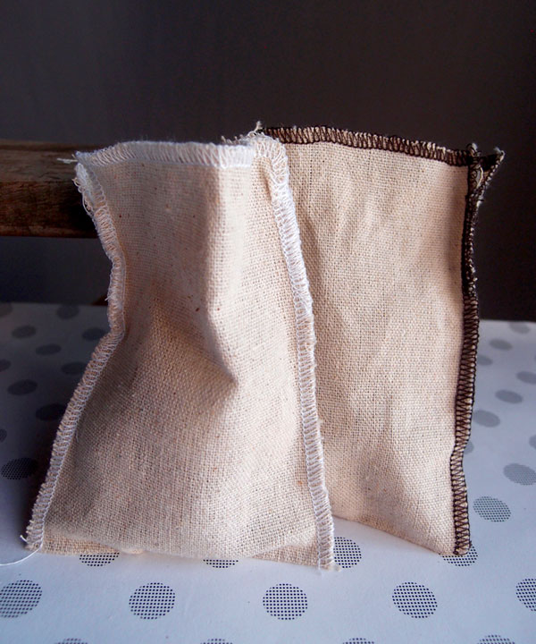 Linen Pouch with Brown Serged Edge - 3 1/2" x 5"